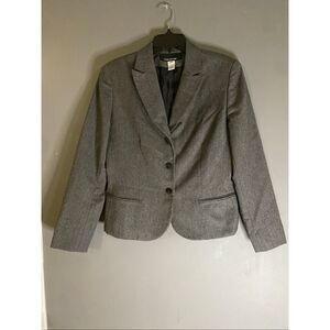 Jones New York Vintage Grey 3 Button Wool Blazer Size 10